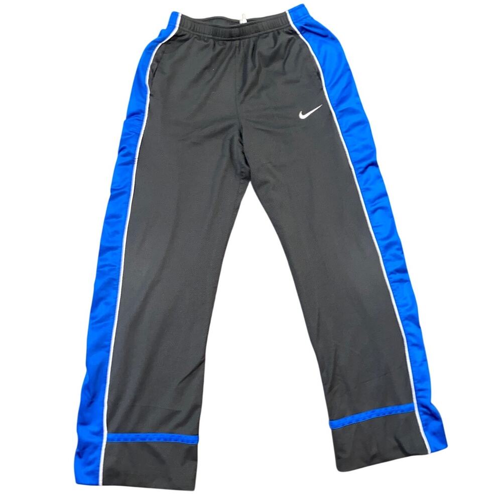 Nike Boys XL (18) Dark Gray & Royal Blue Mesh Athletic Track Pants Warm Up Y2K